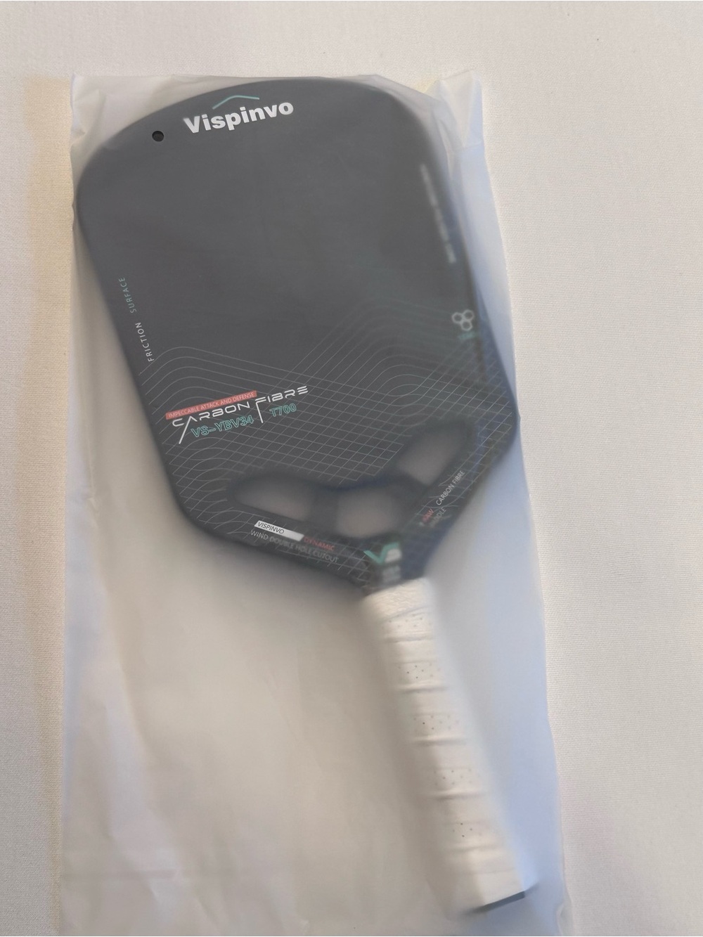 Vispinvo Carbon Fiber Pickleball Paddle - Black with White Handle